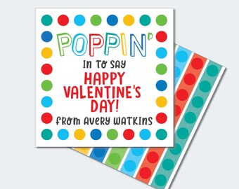 Printable Popper Valentine / Popper Valentine Printable / Poppin Valentine / Valentine Gift Tag / Editable Valentine INSTANT DOWNLOAD