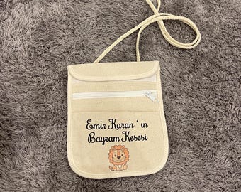 Personalisierte Bayram Kesesi – Bayram Kesesi Tasche mit Name | Geschenk für Kinder | Eid Mubarak Geldbeutel