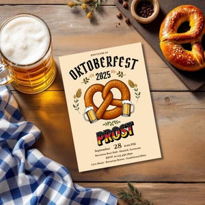 Editable Template Oktoberfest 2025 Invitation/Bavarian Beer Party Invite/Pretzel & PROST German Theme/Beer Fest Printable/Pub Night/Tasting