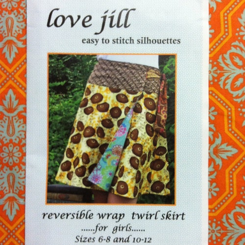 Girls/Tween size 6/8, 10/12 lovejill  reversible wrap skirt sewing pattern
