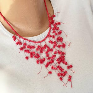 Patrón de collar de cuentas: Diseño DIY de cuentas rojas (Patrón PDF)