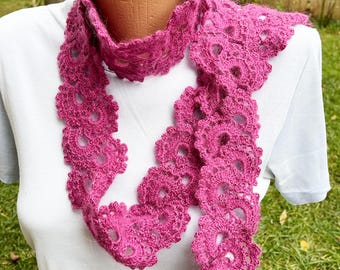Crochet Flower Lace Scarf Pattern, Lacy Wrap Tutorial (PDF Pattern)