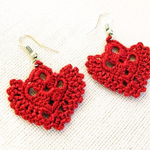 Crochet Patterns, Earrings Pattern, Heart Earrings, Easy Pattern, Wedding Earrings, Red Earrings, Crochetaddict image 2