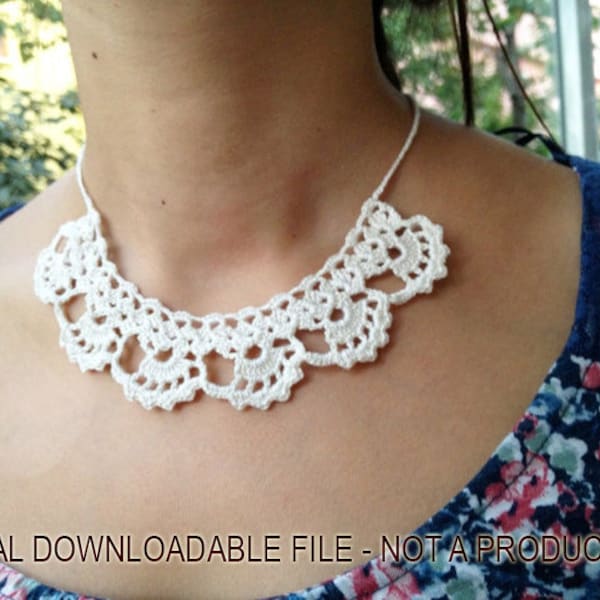 Crochet Necklace Pattern, Crochet Pattern, Wedding Necklace, Lace Jewelry,  Necklace Pattern, Flower Necklace, Ecru Necklace, Cotton Crochet