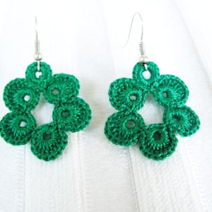 Crochet Earrings Pattern, Green Earrings, Flower Earrings, Jewelry Making, Dangle Earrings,DIY Crochet Earrings, PDF Pattern image 3