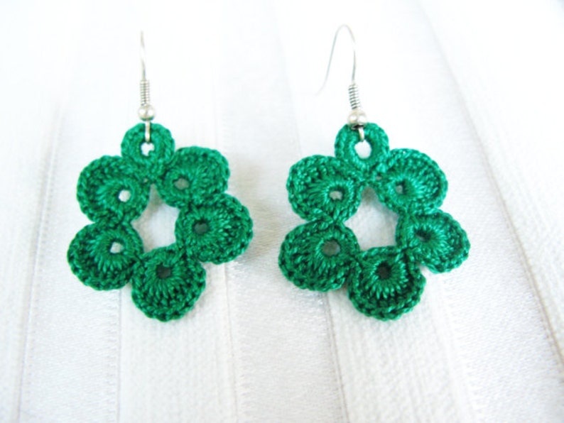 Crochet Earrings Pattern, Green Earrings, Flower Earrings, Jewelry Making, Dangle Earrings,DIY Crochet Earrings, PDF Pattern image 3