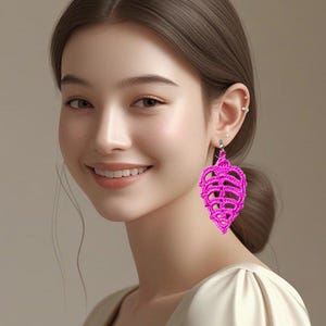 Crochet Pineapple Earrings Pattern: Coral Cotton Jewelry (PDF Pattern)