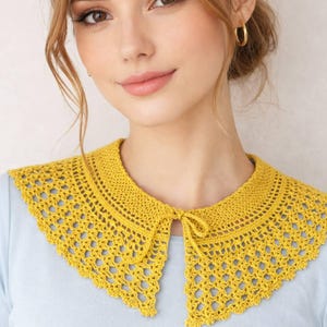 Crochet Peter Pan Collar Pattern, Yellow Decorative Neckline (PDF Pattern)