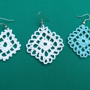 Crochet Earrings Pattern, Beginner Crochet Earrings, 2 in 1 Designs, White Crochet Earrings, Crochet Jewelry,Wedding Earrings-24 image 4