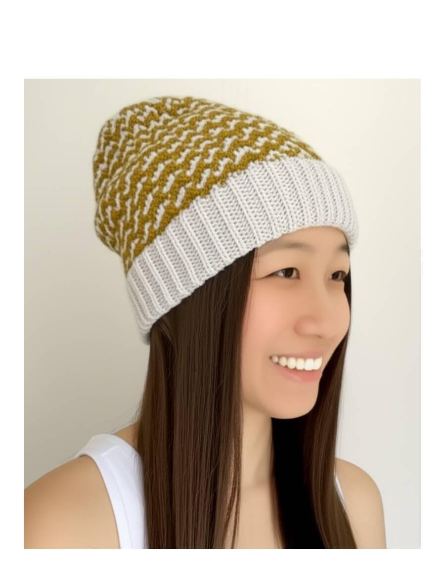 スラウチニット帽のパターン：ユニセックスアランビーニー（PDF