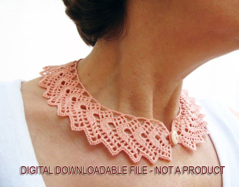 Crochet Collar Pattern, Crochet Pattern, Wedding Collar,Peter Pan Collar, Lace Jewelry Necklace, Lacy Collar,Instant Download, image 1