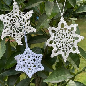 Christmas Snowflakes Ornaments, Crochet Pattern, Set of 3 Snowflakes Pattern, Crochet Doily Coaster, Crochet Applique, Holiday Decor
