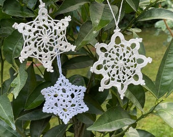 Snowflake Crochet Pattern: Set of 3 Christmas Ornaments (PDF Pattern)