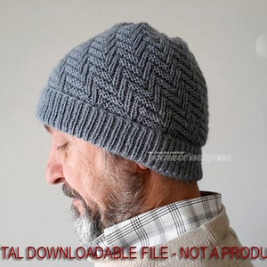Unisex Slouchy Knit Hat Pattern,  Knit Model Chart, Beanie Beret Bonnet Design, Adult Hat, Effortlessly Chic,  Intermediate,Flat and Seamed