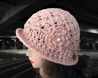 Patrón de gorro de flores a crochet: Tallas M-S-L (Patrón en PDF)