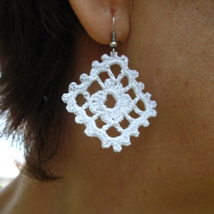 Crochet Earrings Pattern, Beginner Crochet Earrings, 2 in 1 Designs, White Crochet Earrings, Crochet Jewelry,Wedding Earrings-24 image 3