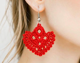 Crochet Heart Earrings Pattern: Easy DIY Wedding Jewelry (PDF Pattern)