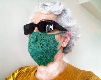 Patrón de mascarilla de crochet con encaje, talla adulta (patrón PDF)