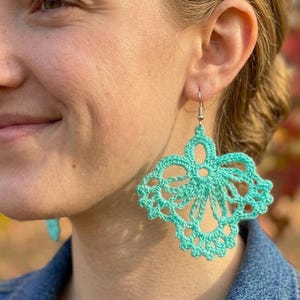 Crochet Flower Earrings Pattern: Lace Dangle, Cotton (PDF File)
