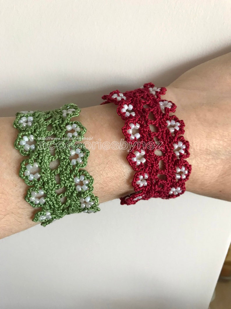 Crochet Pattern Cuff Bracelet Beaded Crochet Bracelet Etsy