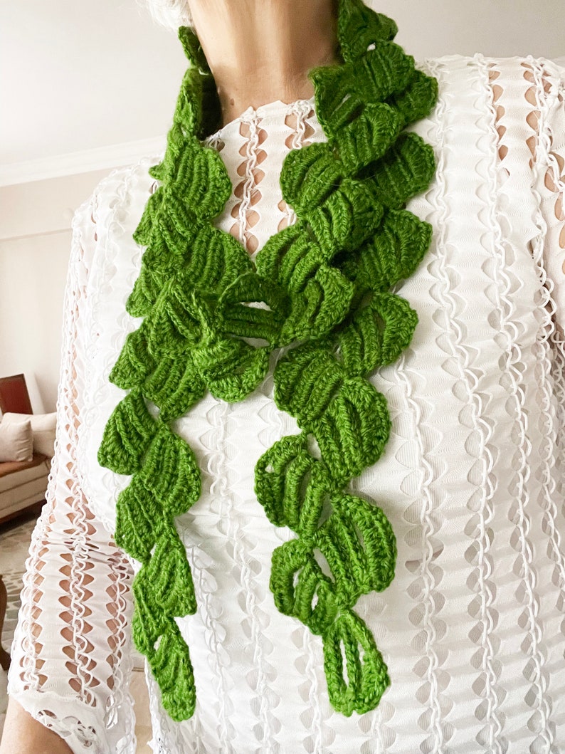 Crochet Pattern, Wrap Scarf Pattern, Crocheted Pattern, Lacy Scarf, ZigZag Crochet Scarf, Lariat Necklace image 3