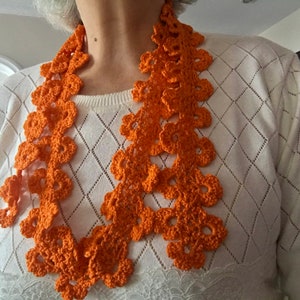 Crochet Flower Scarf Pattern: Lacy Orange Neck Wrap (PDF Pattern)
