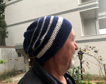 Crochet Hat Pattern: Beginner Unisex Striped Beanie (PDF Pattern)