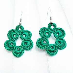 Crochet Earrings Pattern, Green Earrings, Flower Earrings, Jewelry Making, Dangle Earrings,DIY Crochet Earrings, PDF Pattern image 2