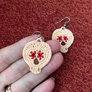 Crochet Beaded Skull Earrings Pattern: Halloween Jewelry (PDF File)