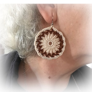 Crochet Pattern, Earrings Pattern, Round Earrings, Easy Crochet, Crochet Jewelry, DIY Project, Brown Earrings