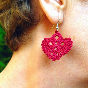 Häkelanleitungen, Ohrringe Muster, Herz Ohrringe, Einfache Muster, Hochzeit Ohrringe, Rote Ohrringe, Crochetaddict Bild 3