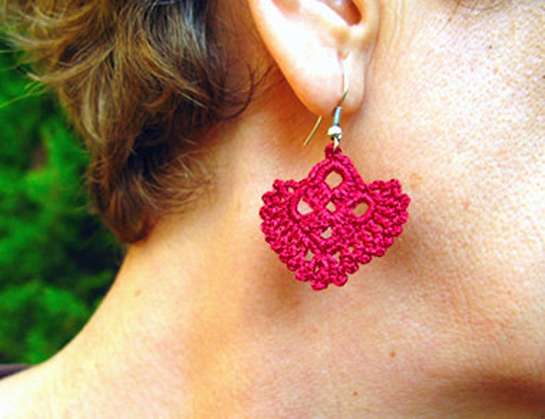 Crochet Patterns, Earrings Pattern, Heart Earrings, Easy Pattern, Wedding Earrings, Red Earrings, Crochetaddict image 3