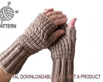 Knitting Fingerless Gloves Pattern, Easy Pattern, Mitts Gloves, Walnut Gloves, Fingerless Mittens, Wrist Warmers, S-M Sizes