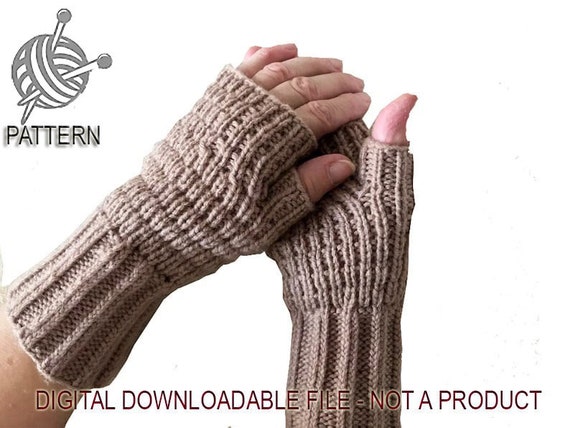 Knitting Fingerless Gloves Pattern, Easy Pattern, Mitts Gloves, Walnut  Gloves, Fingerless Mittens, Wrist Warmers, S-M Sizes 