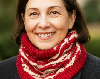 Knitting Cowl Pattern: Two-Color Hooded Scarf (PDF Pattern)