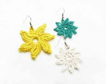 Crochet Earrings Pattern - Crochet Pattern, Beginner Crochet, (2 in 1) Designs  Earrings, Easy Crochet  Pattern, Yellow Earrings-25