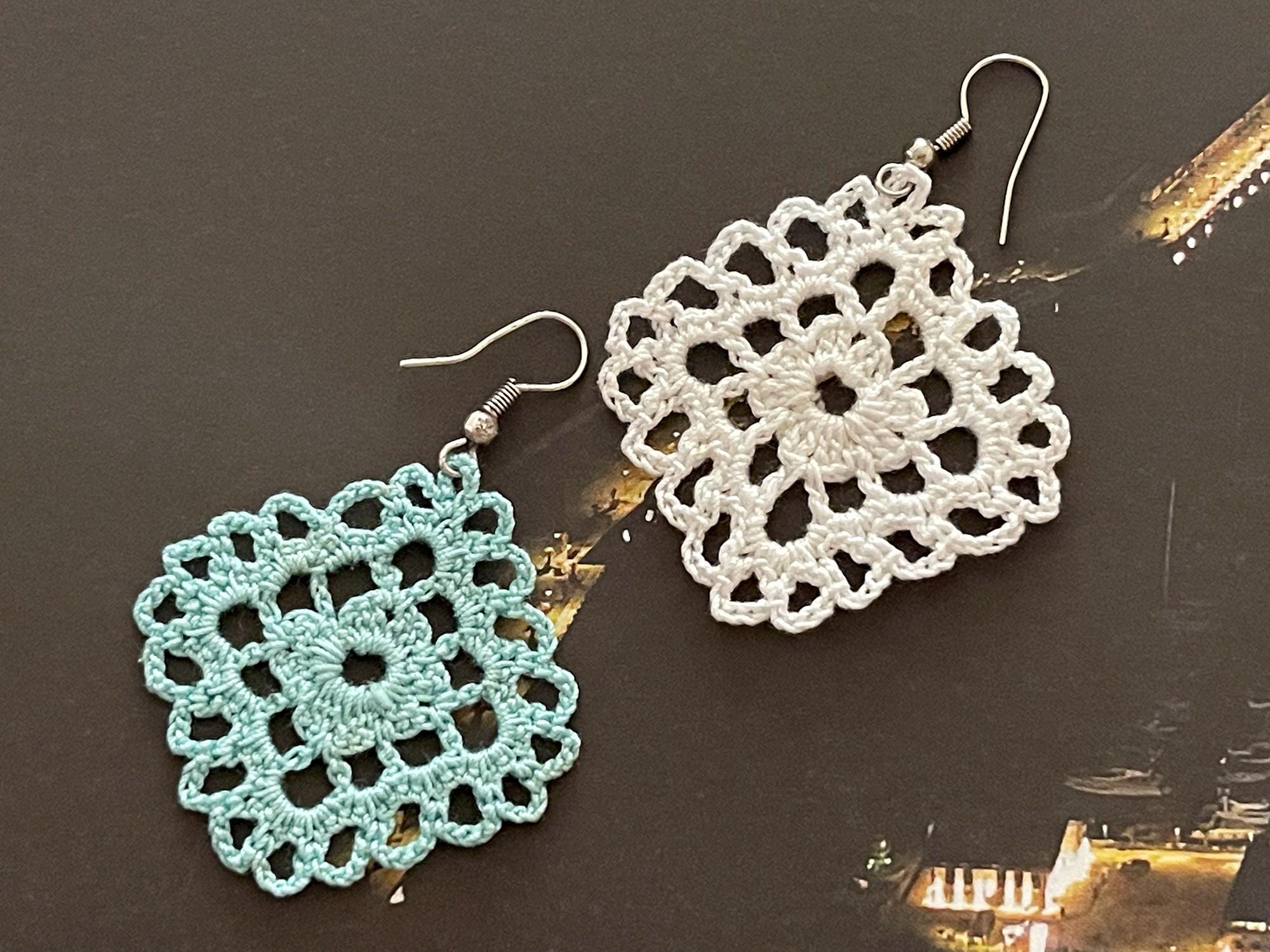 Crochet Earrings Pattern, Beginner Crochet Tutorial, 2 in 1 Designs, White Crochet Earrings, Crochet Jewelry,Wedding Earrings-24