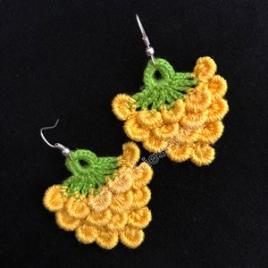 Crochet Earrings Pattern, Earrings Pattern, Crochet Pattern, PDF file, Crochet Grapes Earrings, Cotton Crochet Earrings, Crochet Jewelry