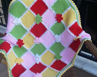 Patrón de manta de bebé de crochet con diseño de mariposas (PDF)