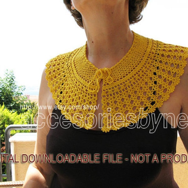 Crochet Collar Pattern, Chic Crochet Collar Patterns, Elevate Your Style with Handcrafted Elegance, Yellow Peter Pan Collar, Shoulder Wrap