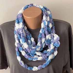 Crochet Scarf Pattern, Crochet Pattern, Infinity Loop Scarf, Easy Crochet Scarf, Puff Stitch Scarf, Beginner Pattern, Cowl Wrap Scarf