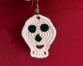 Crochet Pattern, Crochet Skull Earrings, Halloween Skull Earrings, Skull Pattern, Crochet Skull, Crochet Dead Skull, Easy Crochet
