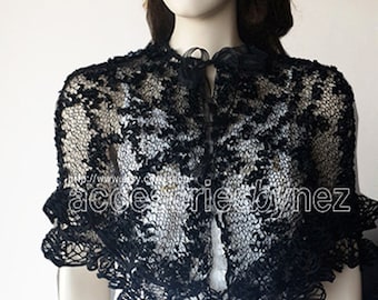 Knitted Ruffled Capelet Pattern: Wedding Shawl, Shoulder Wrap (PDF Pattern)