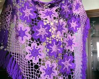 Flower Shawl Pattern, Crochet Pattern, Crochet Flowers Shawl, Women Shawl, Wrap Shawl, Scarf For All Seasons