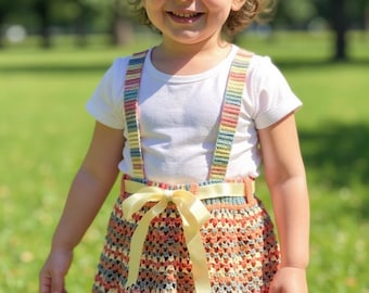 Crochet Girl Skirt Pattern, Suspenders Skirt, 5-6 Years (PDF Pattern)