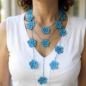 Beaded Flower Crochet Scarf Pattern: Lariat with Video Tutorial (PDF Pattern