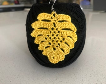 Boho Chic Crochet Earrings, Easy DIY Pattern, Crochet Pattern, Crochet Earrings Pattern, Pineapple Earrings, Yellow Earrings
