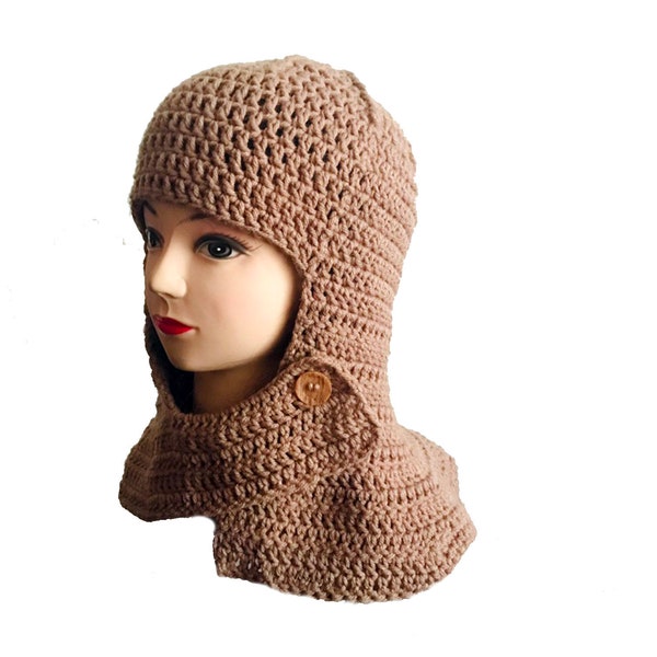 Crochet Hoodie Scarf Pattern, Crochet Pattern, Hat cowl Pattern, Adult Hat Scarf, Scarf Neck Warmer, Caramel Hat