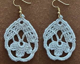 Crochet Flower Earrings pattern, Crochet Pattern, Crochet Jewelry, DIY Project