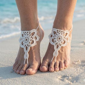Crochet Barefoot Sandals Pattern PDF, Boho Beach Wedding Foot Jewelry